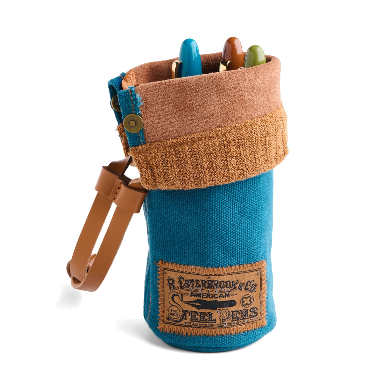 Esterbrook Back to the Lands 2 Go Cup Pen Case - Funky Lake Teal Color - Portable Pen Holder for Artists, Writers & Students - Perfect for Travel, Office & School Supplies