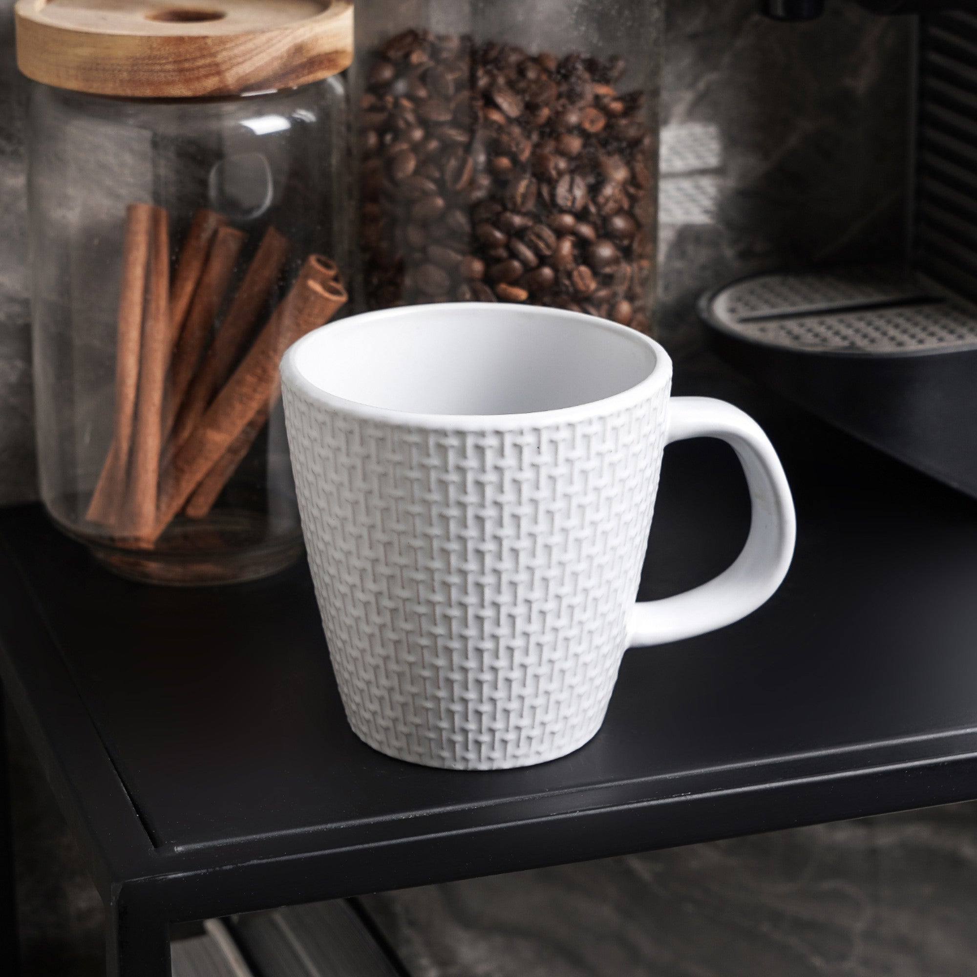 Premium White Stoneware Mug by Abigael - Durable Ceramic Coffee Cup for Home, Office & Gifts - Perfect for Hot Drinks, Tea & Morning Coffee