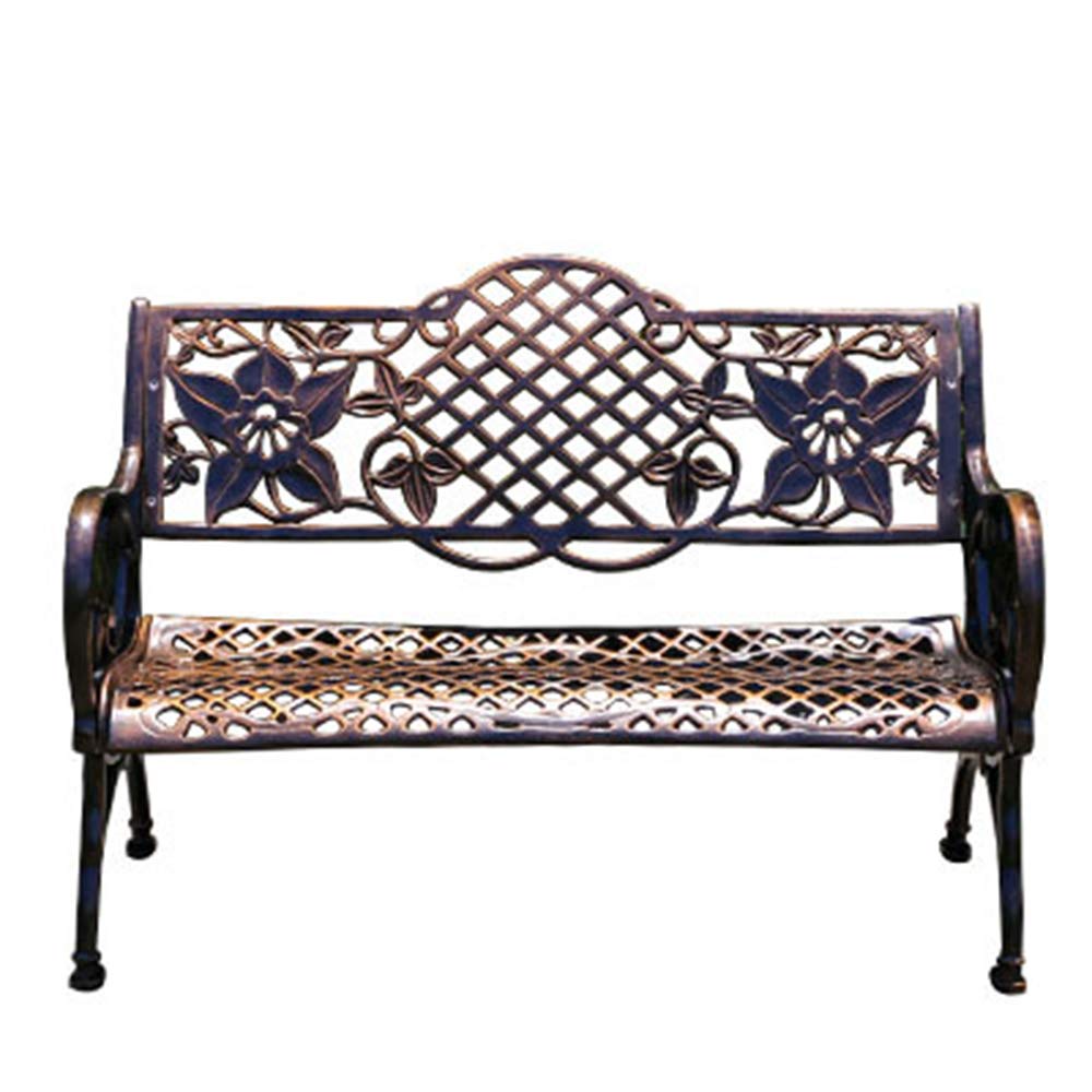 Durable Outdoor Chairs & Park Benches - Wrought Iron Square Seats with Backrest & Armrests - Perfect for Garden, Patio, Courtyard & Public Parks