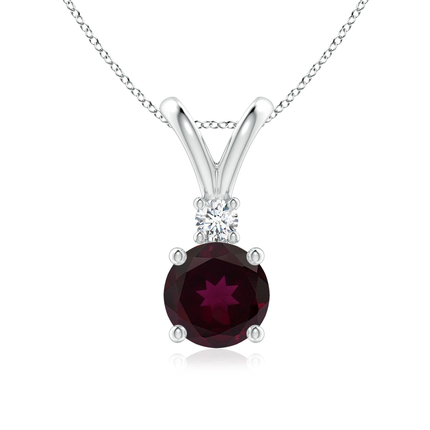 Angara Natural Rhodolite Garnet Solitaire Pendant Necklace for Women - 14K Gold/Platinum/Sterling Silver | January Birthstone Jewelry | Elegant Gift for Her, Birthday & Anniversary | Perfect for Weddings, Date Nights & Special Occasions