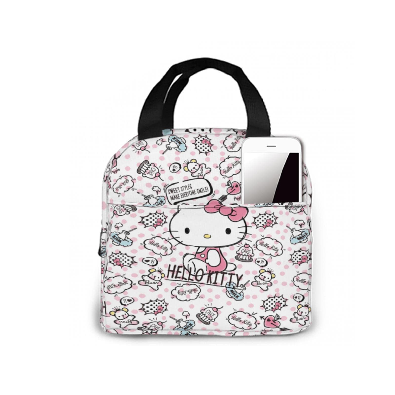 Insulated Reusable Anime Lunch Box for Women, Men & Teens - Thermal Tote Bag for School, Office, Picnic & Travel - Black One Size - Perfect for Work, School & Outdoor Activities