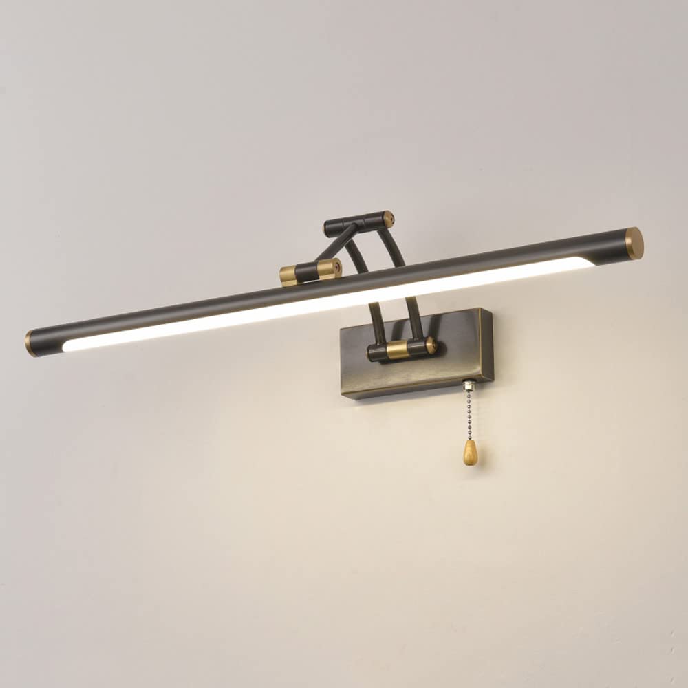 Adjustable Copper LED Vanity Mirror Light with Pull Chain Switch - Modern Bathroom Wall Light for Makeup & Shaving - Perfect for Vanity, Toilet, and Washroom Mirror Lighting
