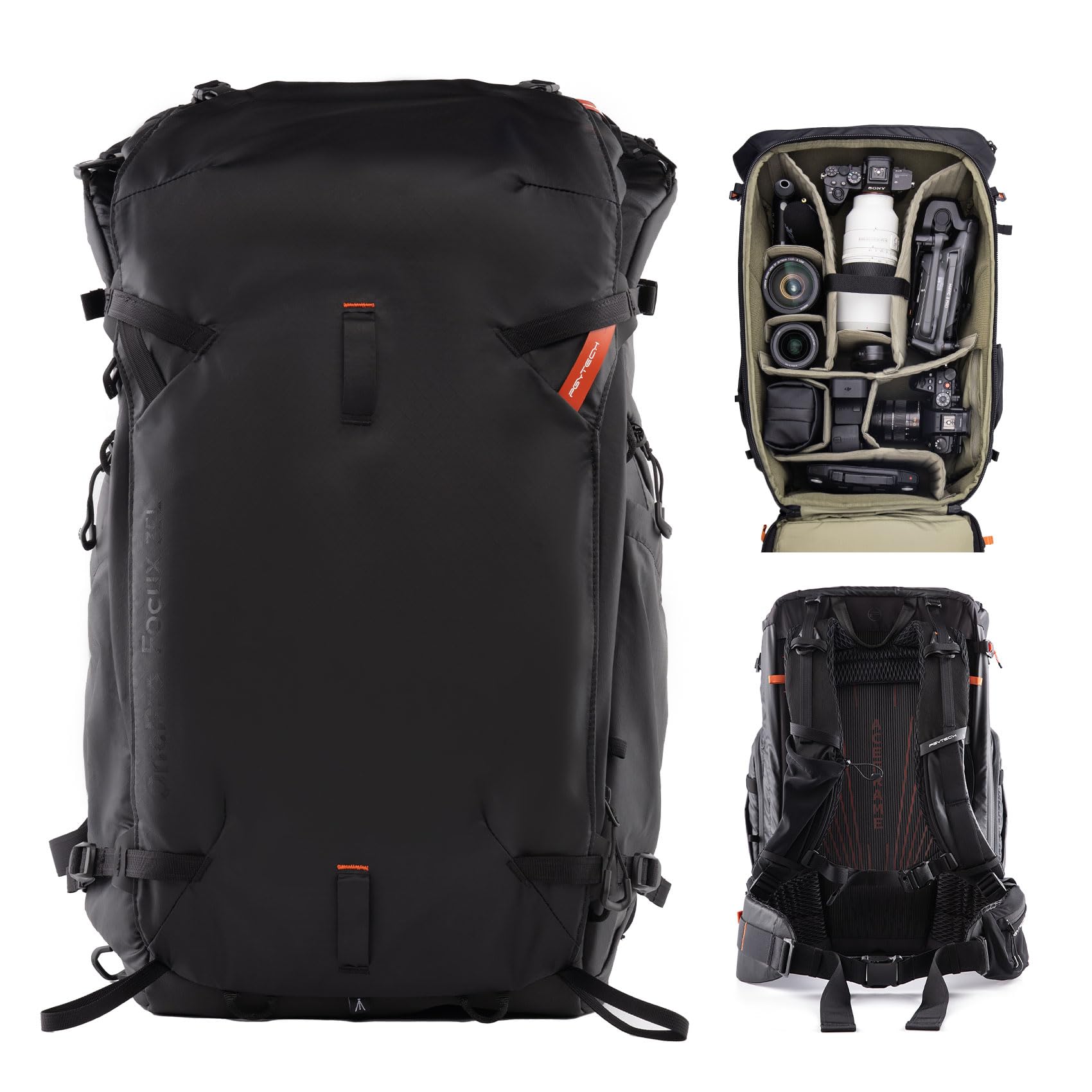 PGYTECH OnePro Focux 35L Camera Backpack - Waterproof DSLR/SLR/Mirrorless Camera Bag with Laptop Compartment - Lightweight Hiking Photography Backpack for Travel & Outdoor Adventures - Black