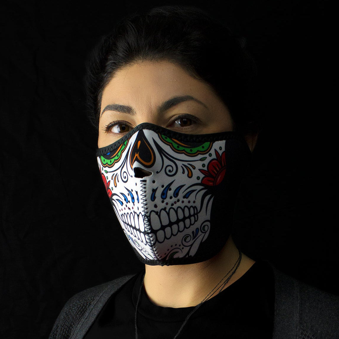 ZANheadgear Half Face Mask - Neoprene Skull Design for Motorcycle Riding, Cycling & Outdoor Sports - Breathable & Comfortable Protective Gear