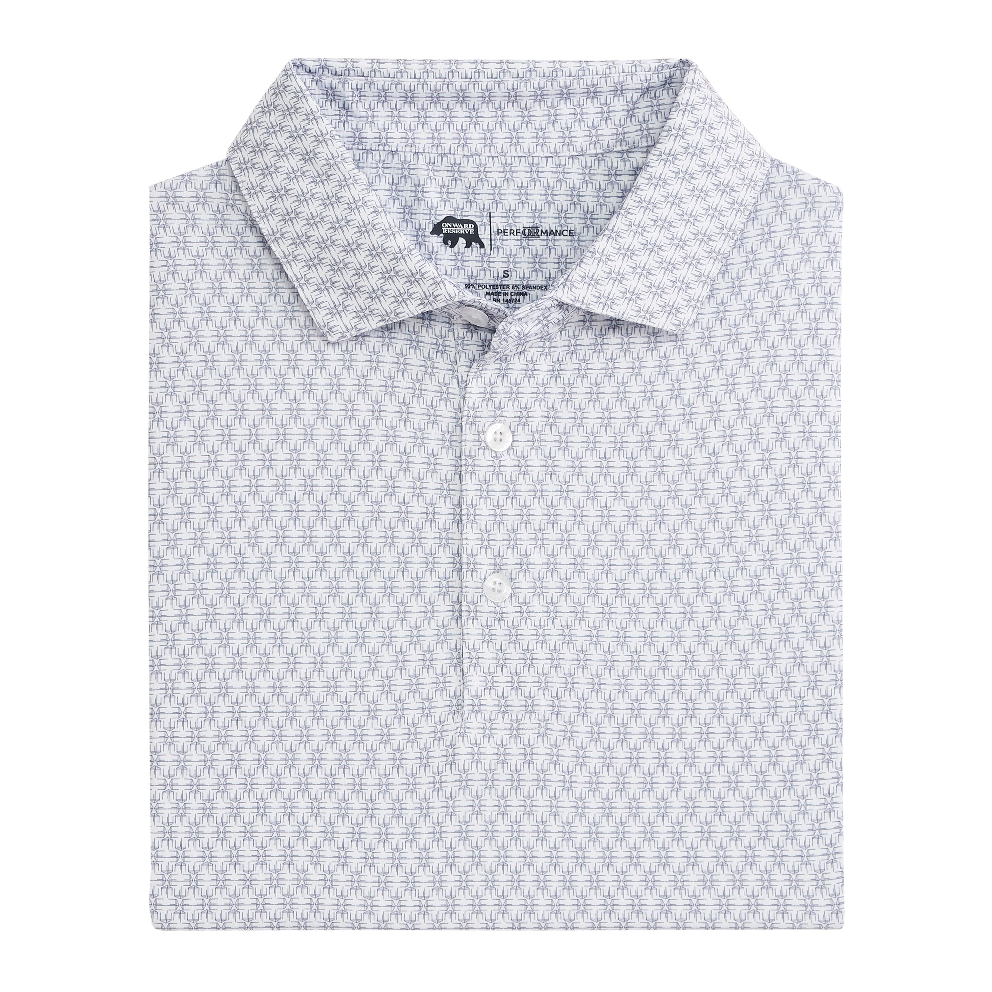 High-Quality Printed Performance Polo Shirt for Men - Breathable & Comfortable - White - Perfect for Golf, Tennis & Outdoor Activities
