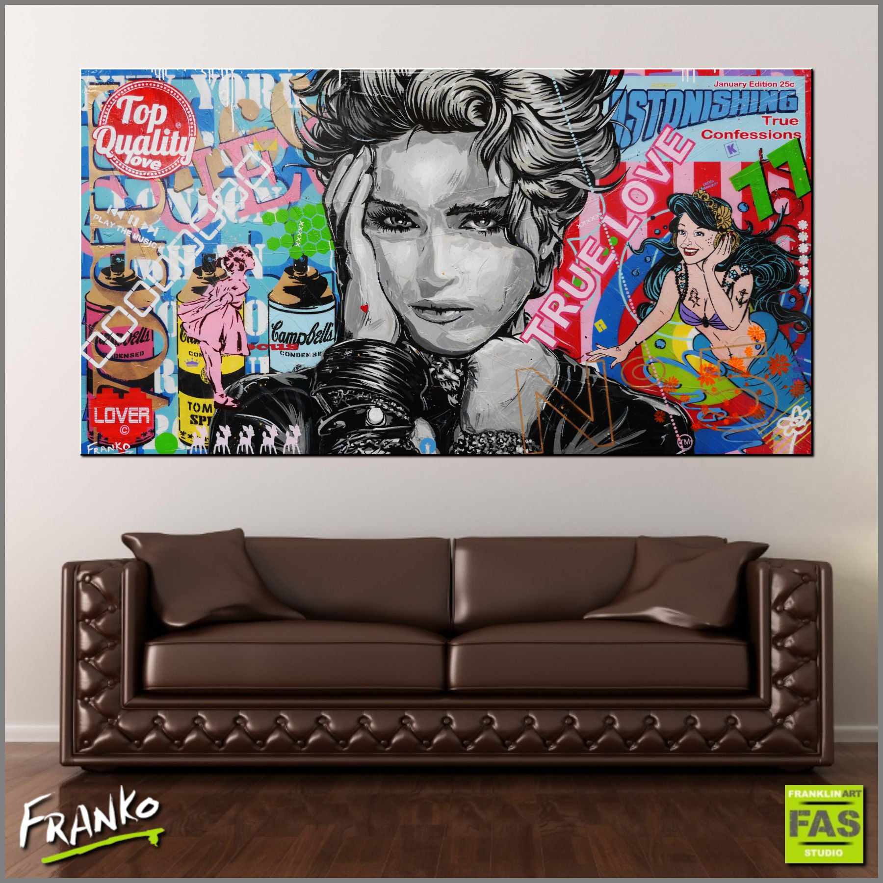 Lucky Star 190cm x 100cm Madonna Urban Pop Art Canvas Painting - Large Wall Decor for Living Room, Bedroom & Office