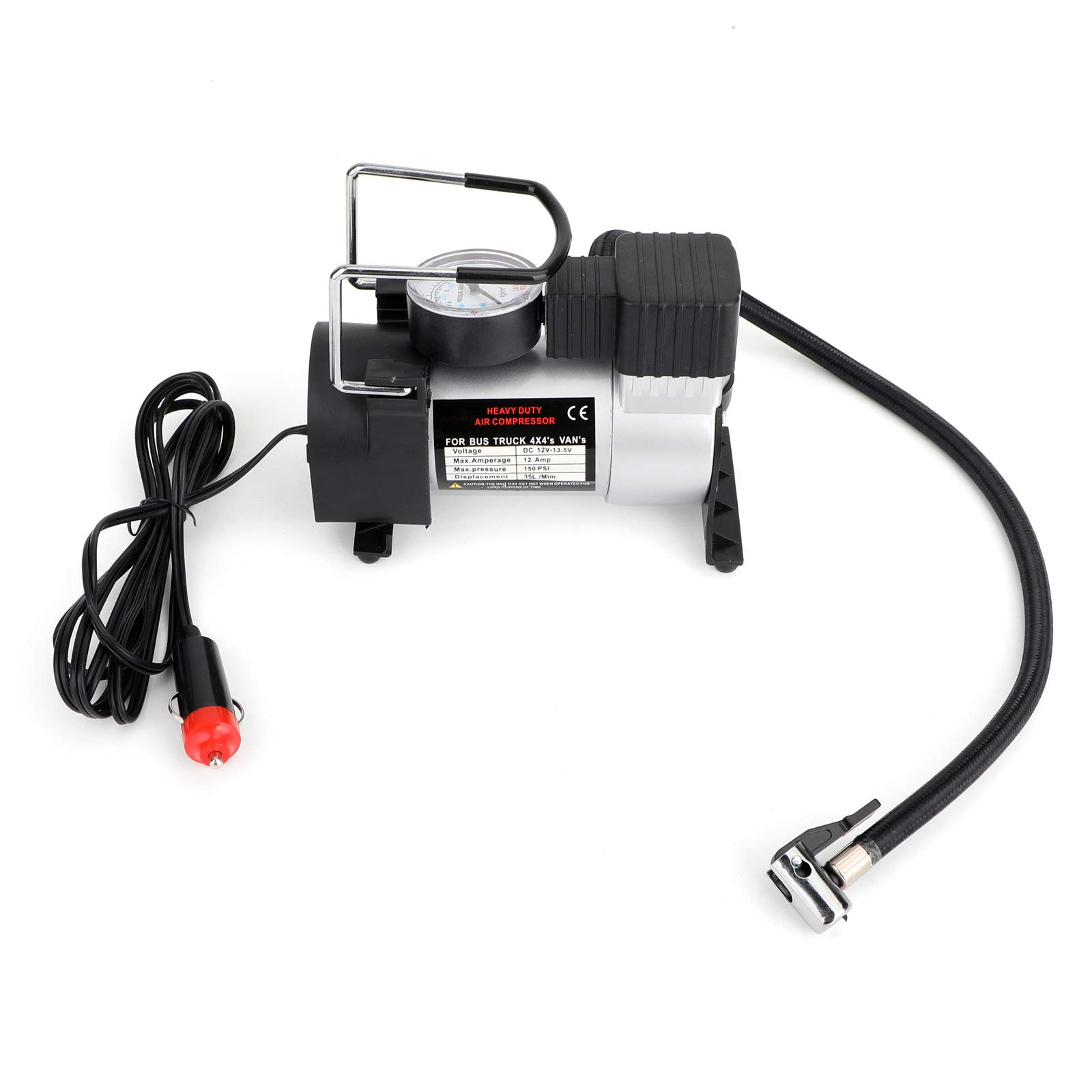 Bruce & Shark Heavy Duty 12V Portable Car Air Compressor Pump - 140PSI Electric Tire Inflator for Cars, SUVs, Trucks & Bicycles - Perfect for Road Trips, Emergency Flat Tires & Outdoor Adventures