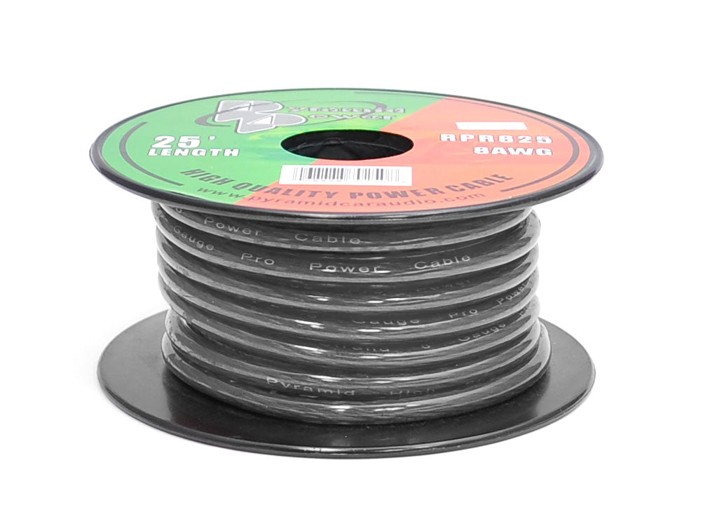 8 AWG OFC Black Ground Wire - 25 Ft Spool for Car Audio, Marine, and Electrical Projects - High-Quality Copper Wire for Reliable Grounding Connections