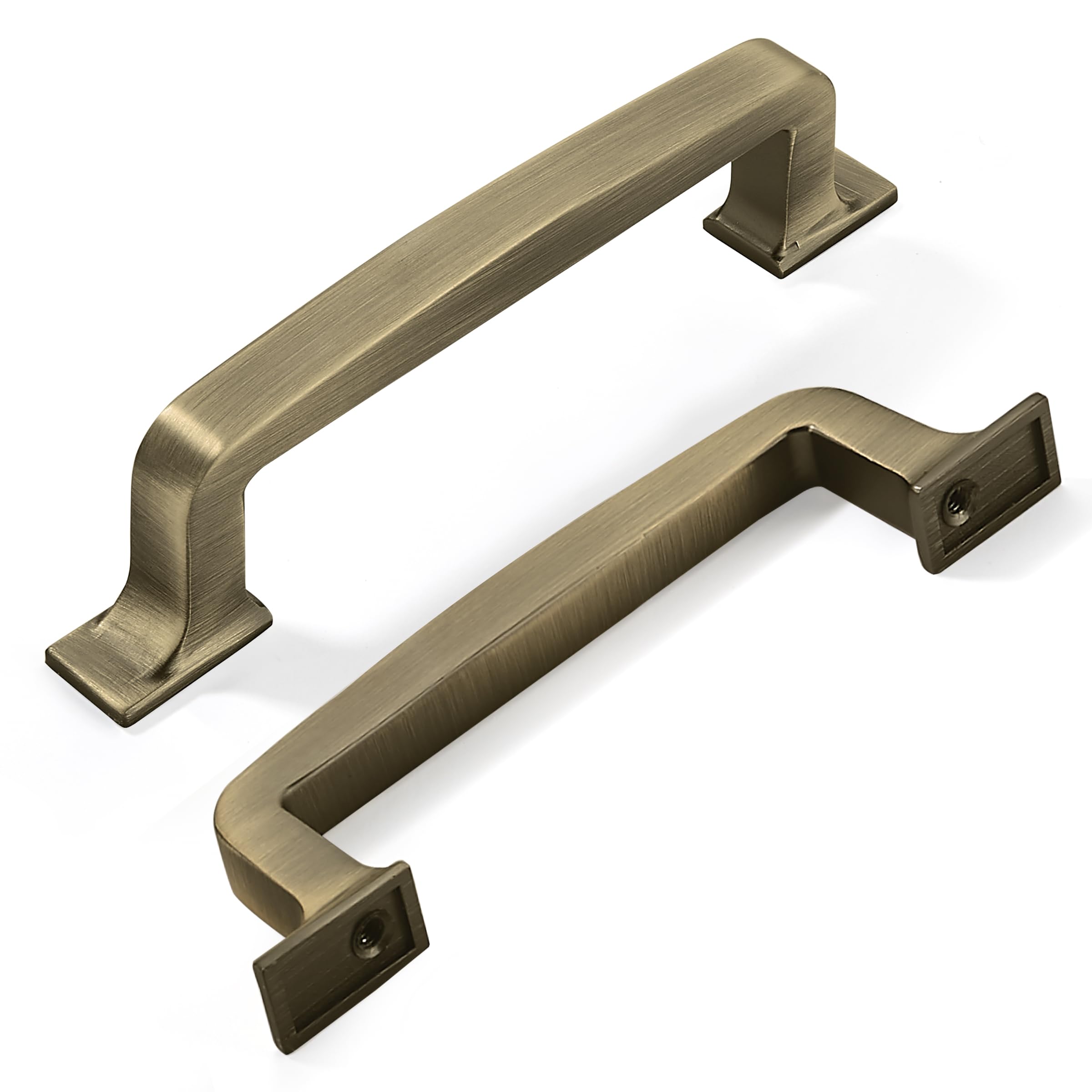 Khtumeware 10 Pack 3-3/4 Inch Brushed Antique Brass Cabinet Handles & Drawer Pulls - Durable Kitchen Cabinet Hardware for Cabinets, Cupboards & Drawers - Perfect for Home Renovation & Furniture Upgrades