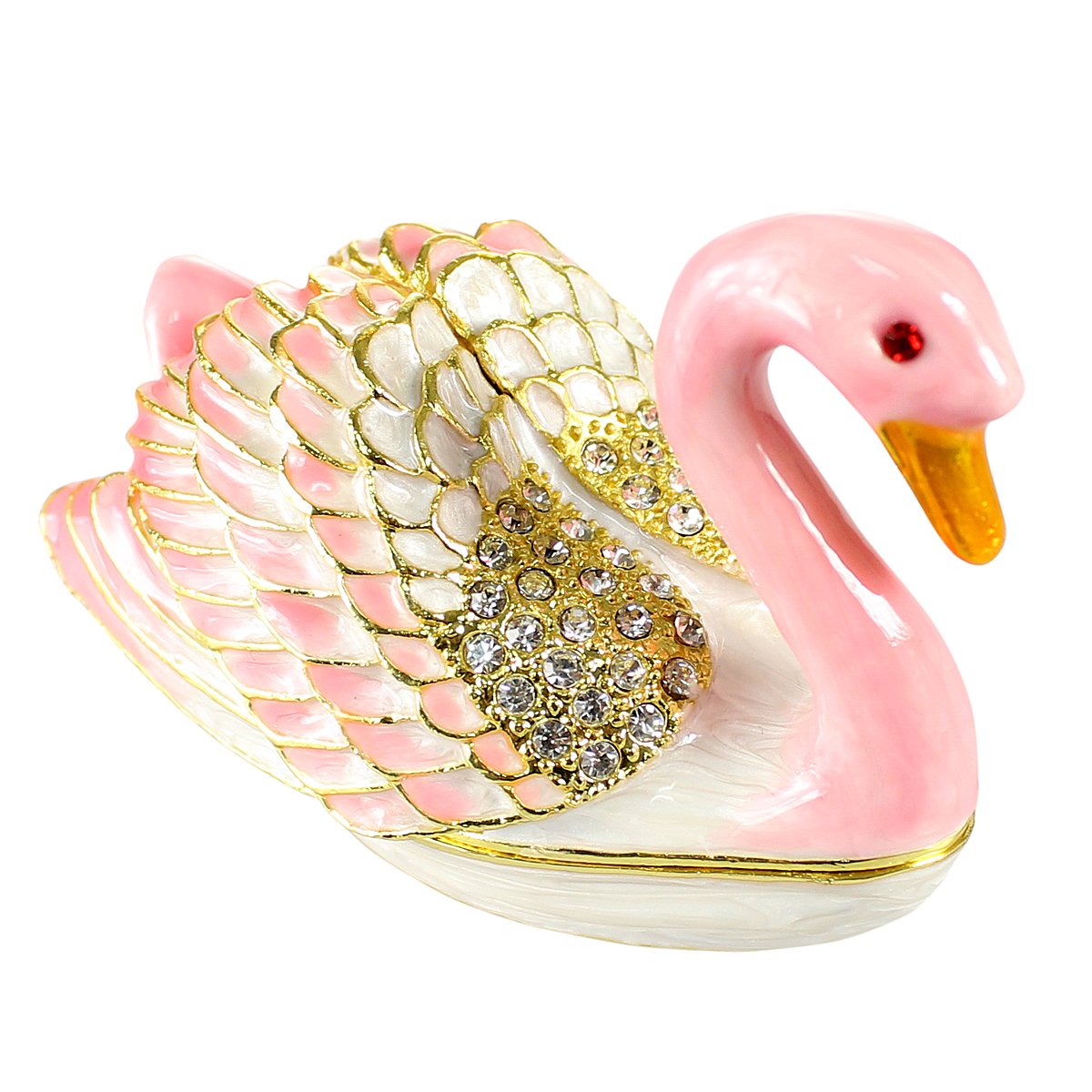 Echomerx Pink Swan Jewelry Box - Elegant Decorative Storage for Rings, Necklaces & Small Keepsakes - Perfect for Bedroom, Bathroom & Gift Giving