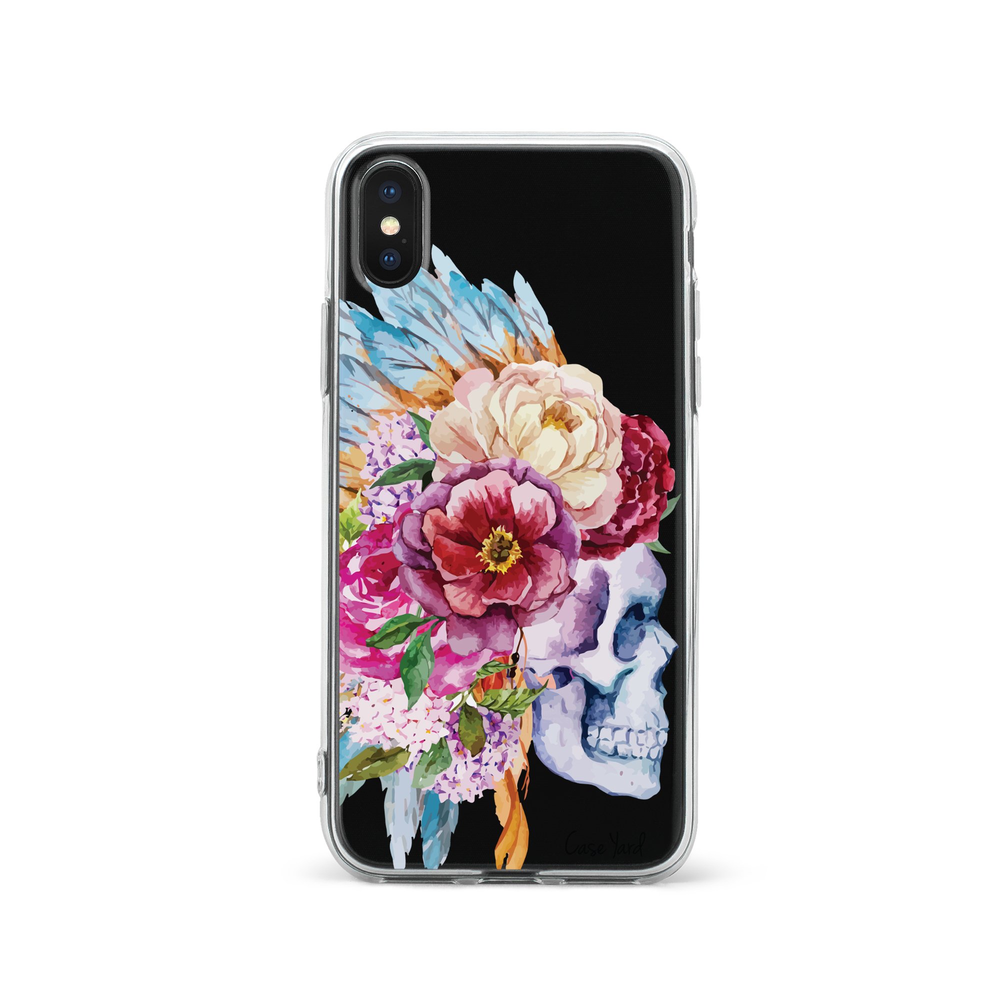 Premium Slim-Fit Clear iPhone X Case - Luxury Hybrid Protective Cover with Watercolor Skull Design | Made in California | Perfect for Everyday Use, Travel & Fashion Protection