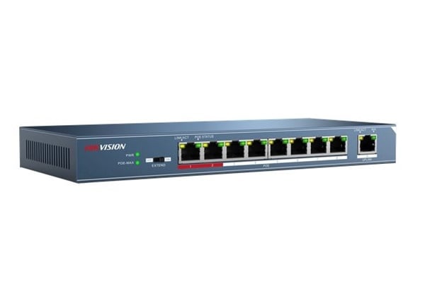 DS-3E0109P-E 8 Port PoE Switch with 250m PoE Range - Ideal for Office, Home, and Surveillance Network Setup