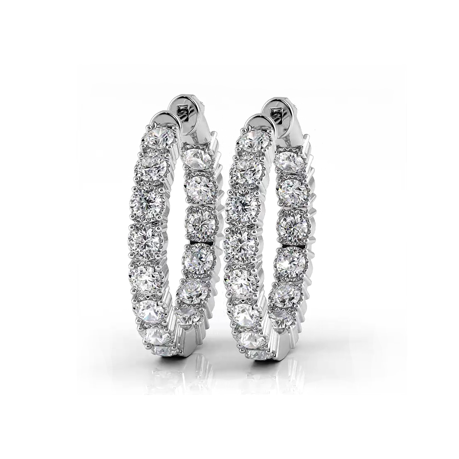 1.50 Carat Round Diamond Hoop Earrings - Crown Style Prong Setting for Women | Perfect for Weddings, Parties & Special Occasions