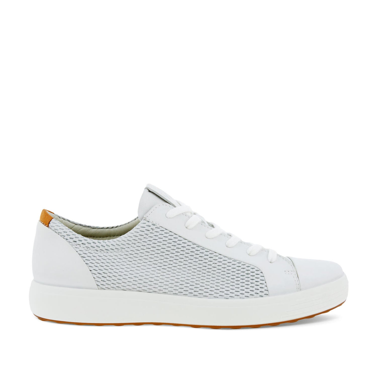 ECCO Men's Soft 7 Sneakers - White/Lion Leather Casual Shoes for Walking, Travel & Everyday Comfort | Breathable & Lightweight