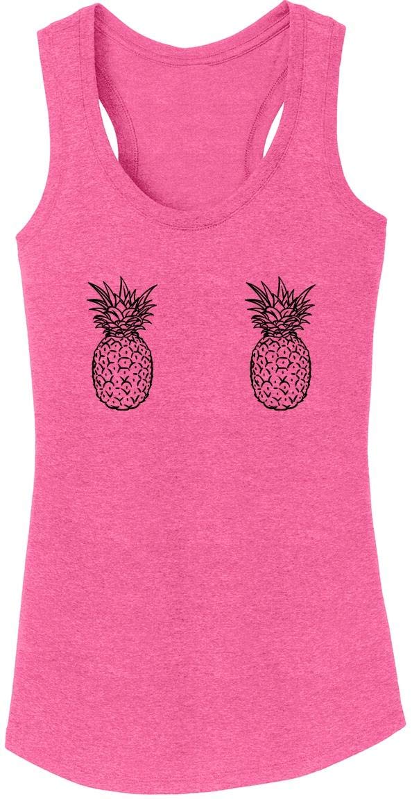 Funny Pineapple Boobs Bra Tri-Blend Tank Top for Women - Cute Summer Beach Outfit & Bachelorette Party Wear