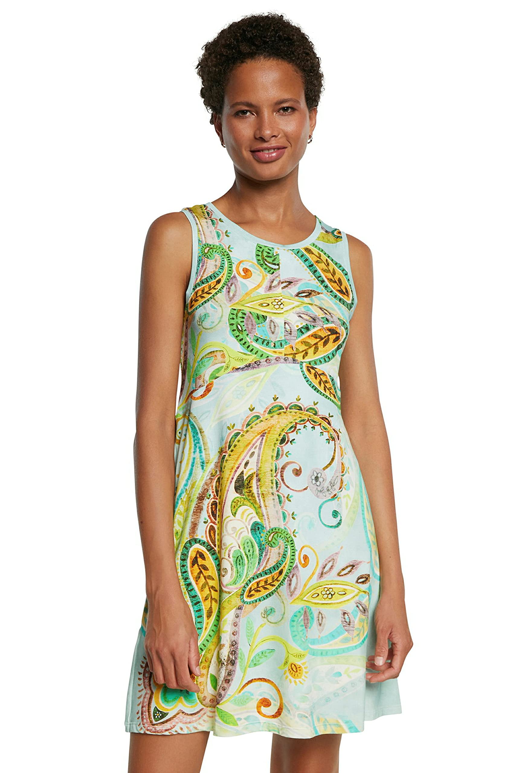 Desigual Women's Sleeveless Knit Dress - Blue, X-Large | Casual Summer Dress for Beach, Vacation & Outdoor Activities