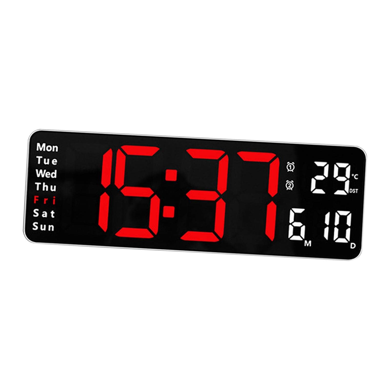Digital Alarm Clock with Temperature Display - USB Powered, Remote Control, Wall/Table Mount for Bedroom, Living Room & Office | Perfect for Nightstand, Desk Decor & Home Essentials (Red)