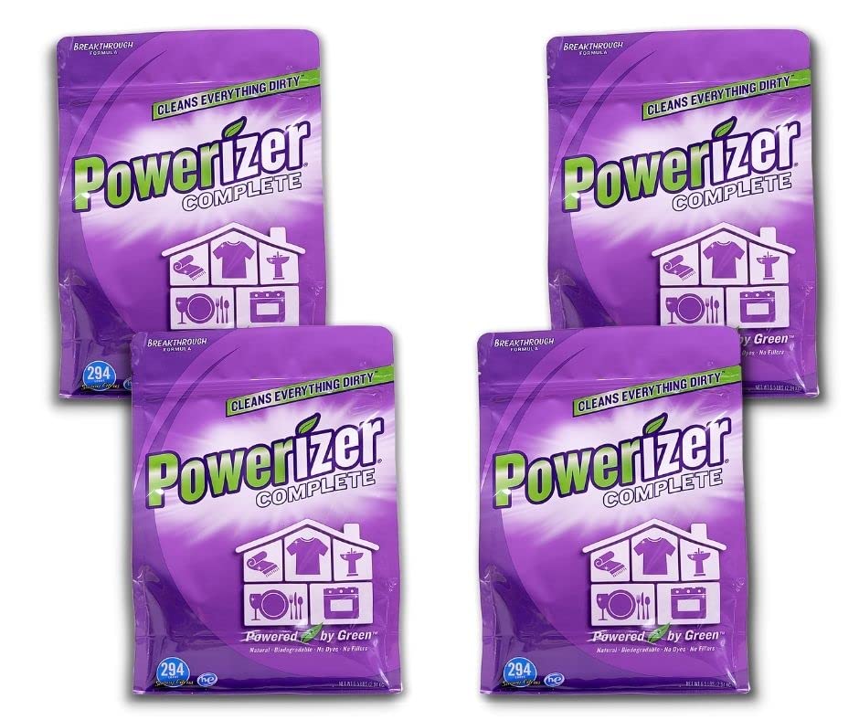 Powerizer Complete Laundry Detergent Powder & Multi-Purpose Cleaner - 6.5lb (Pack of 4) | 294 Scoops per Pack | Concentrated Laundry & Dishwasher Soap | Safe for All Fabrics & Dishes | Ideal for Large Families & Heavy-Duty Cleaning