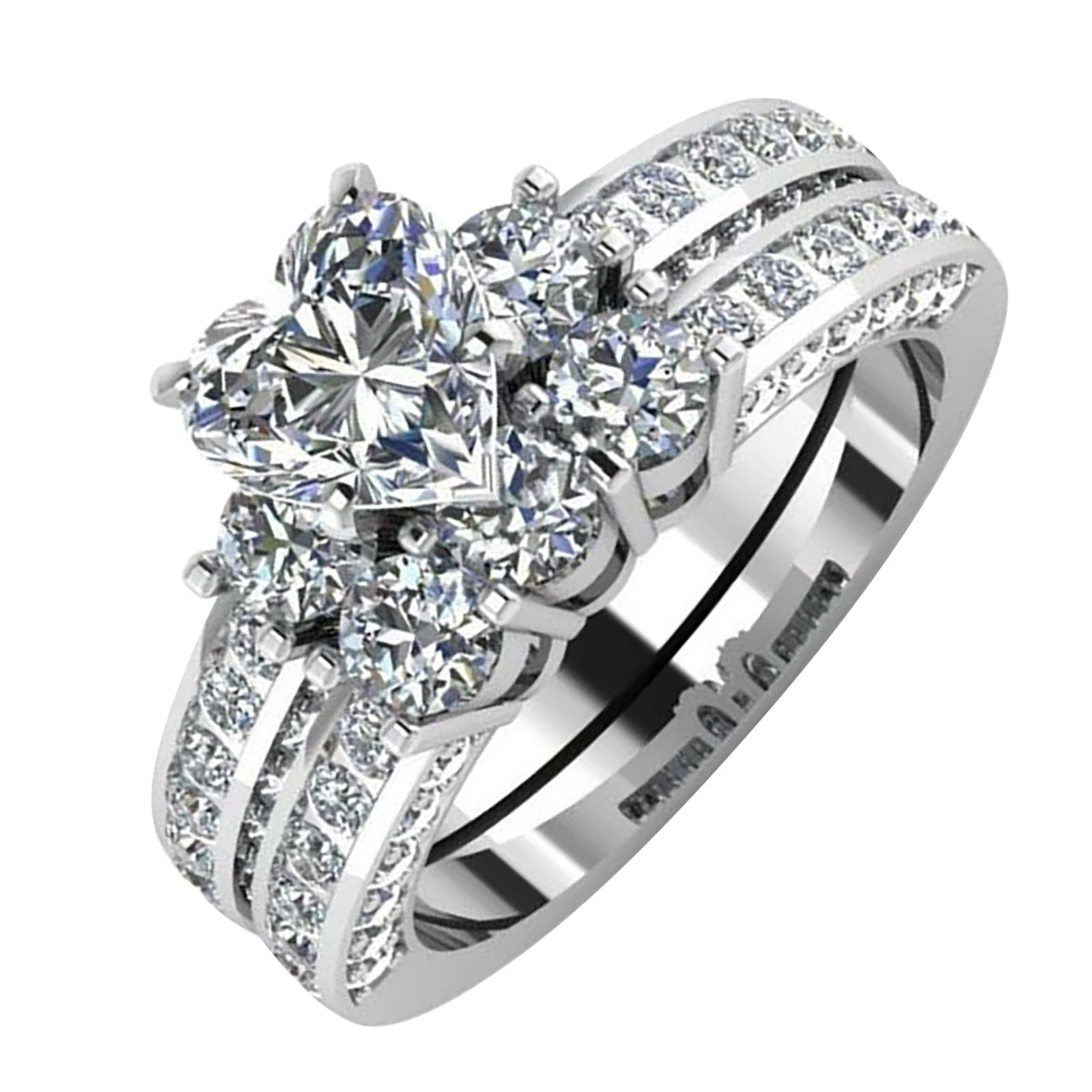 Diamond Couple Ring Set - 1pc Gold Plated Stackable Love Rings for Women & Men | Wedding, Anniversary & Valentine's Day Gift