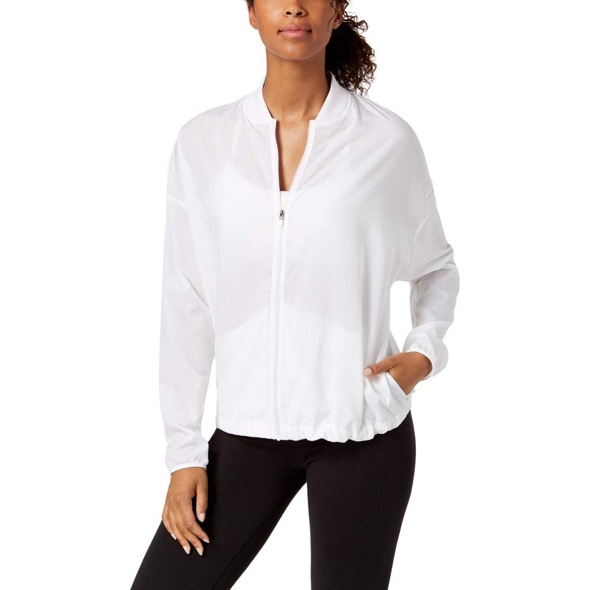 Nike Women's Dry Training Fitness Workout Athletic Jacket - Breathable Moisture-Wicking White Large for Gym, Running & Outdoor Sports