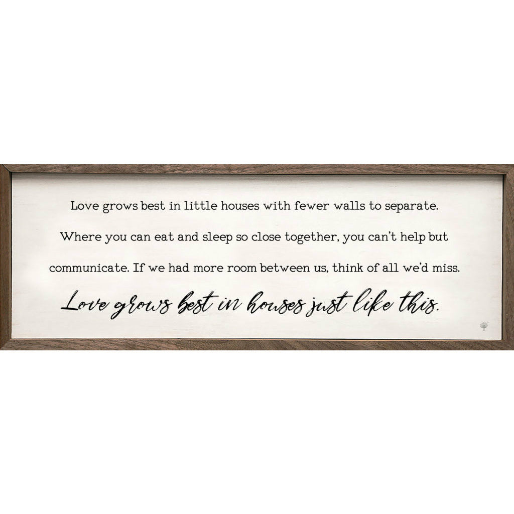 Love Grows Best Wood Framed Wall Art Print - Romantic Home Decor for Living Room, Bedroom & Wedding Gift