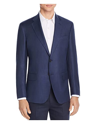 Men's Hopsack Blue Single Breasted Blazer Sport Coat 42R - Regular Fit Formal Jacket for Business, Weddings & Office Wear | Premium Wool Blend Suit Coat for Professional & Special Occasions