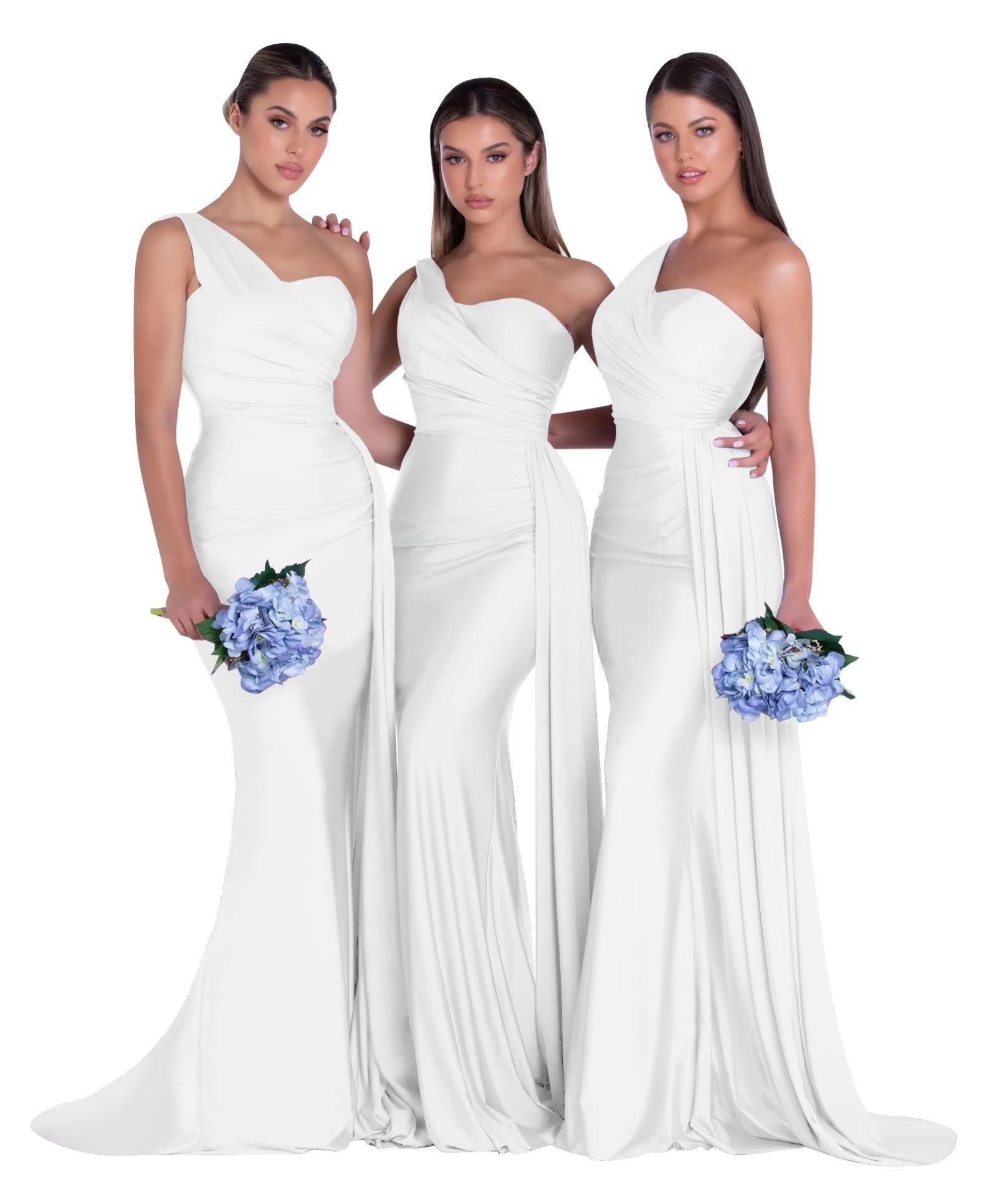 Elegant One Shoulder Mermaid Bridesmaid Dress - Ruched Satin Prom Gown for Weddings, Formal Parties & Special Occasions | Perfect for Bridal Showers, Evening Events & Cocktail Receptions