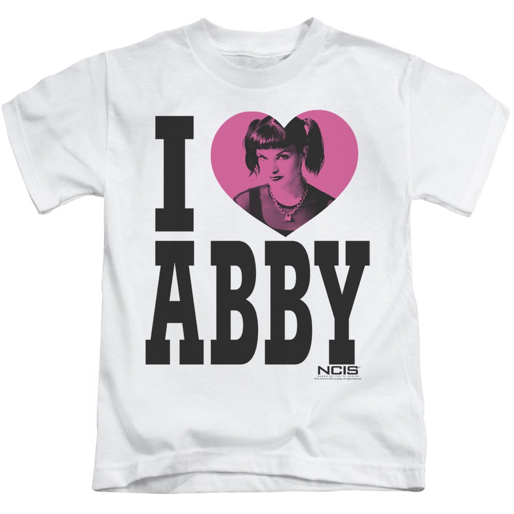 NCIS CBS TV Show I Heart Abby Little Boys T-Shirt - White Cotton Tee for Kids, Boys & Fans - Perfect for Casual Wear, School & NCIS Themed Parties