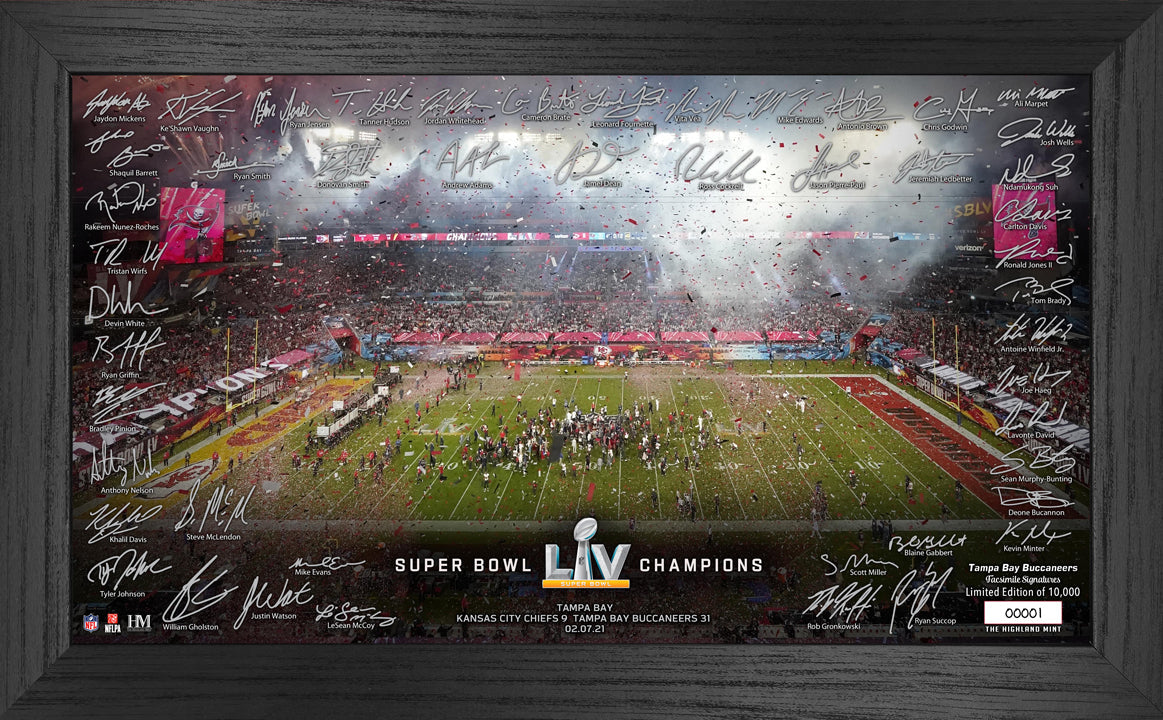 Tampa Bay Buccaneers Super Bowl 55 Champions Autographed Memorabilia Display Frame - Perfect for Sports Fans, Man Cave Decor & Football Collectibles Display