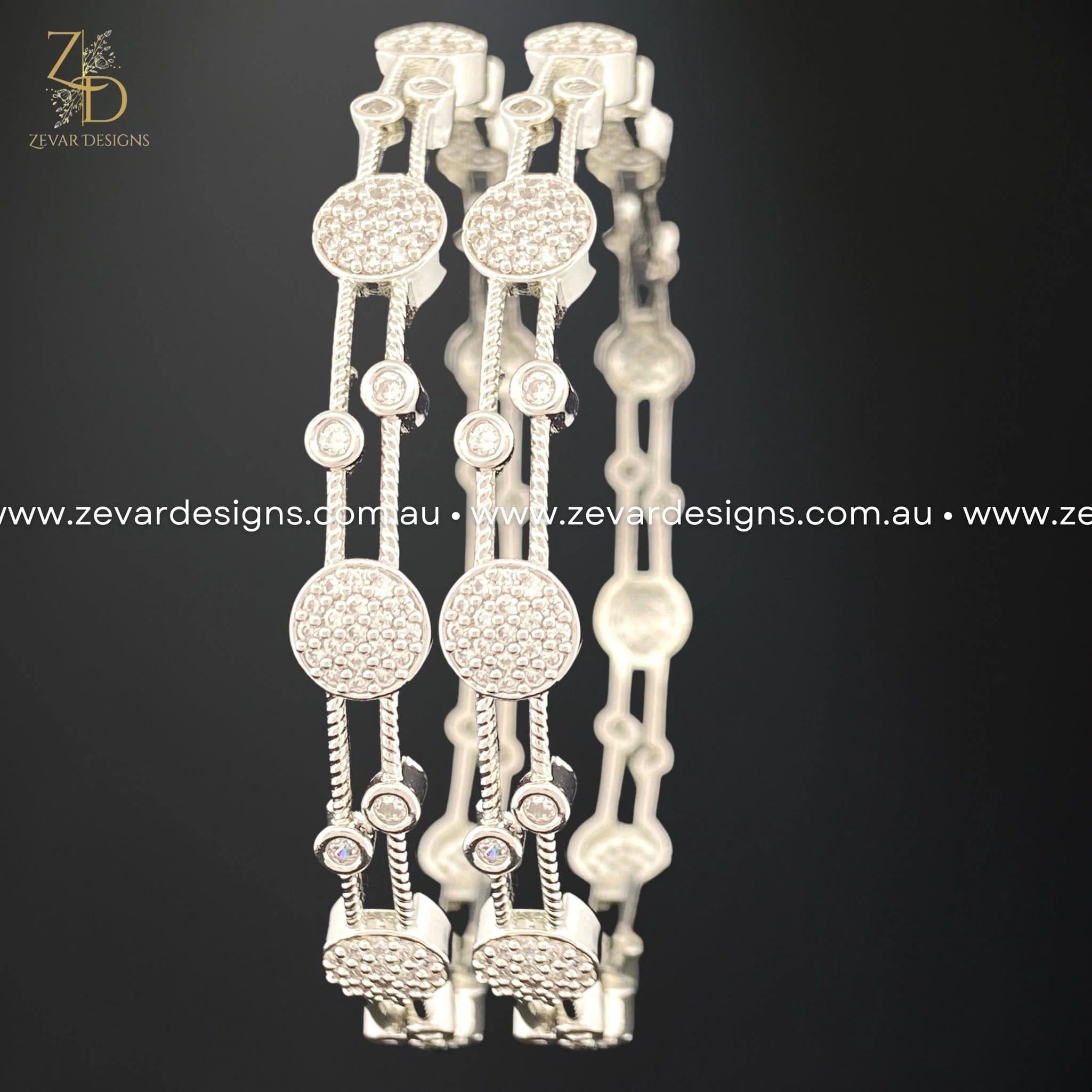 Stylish AD/Zircon Bangles in White Rhodium - Perfect for Weddings, Parties & Everyday Elegance