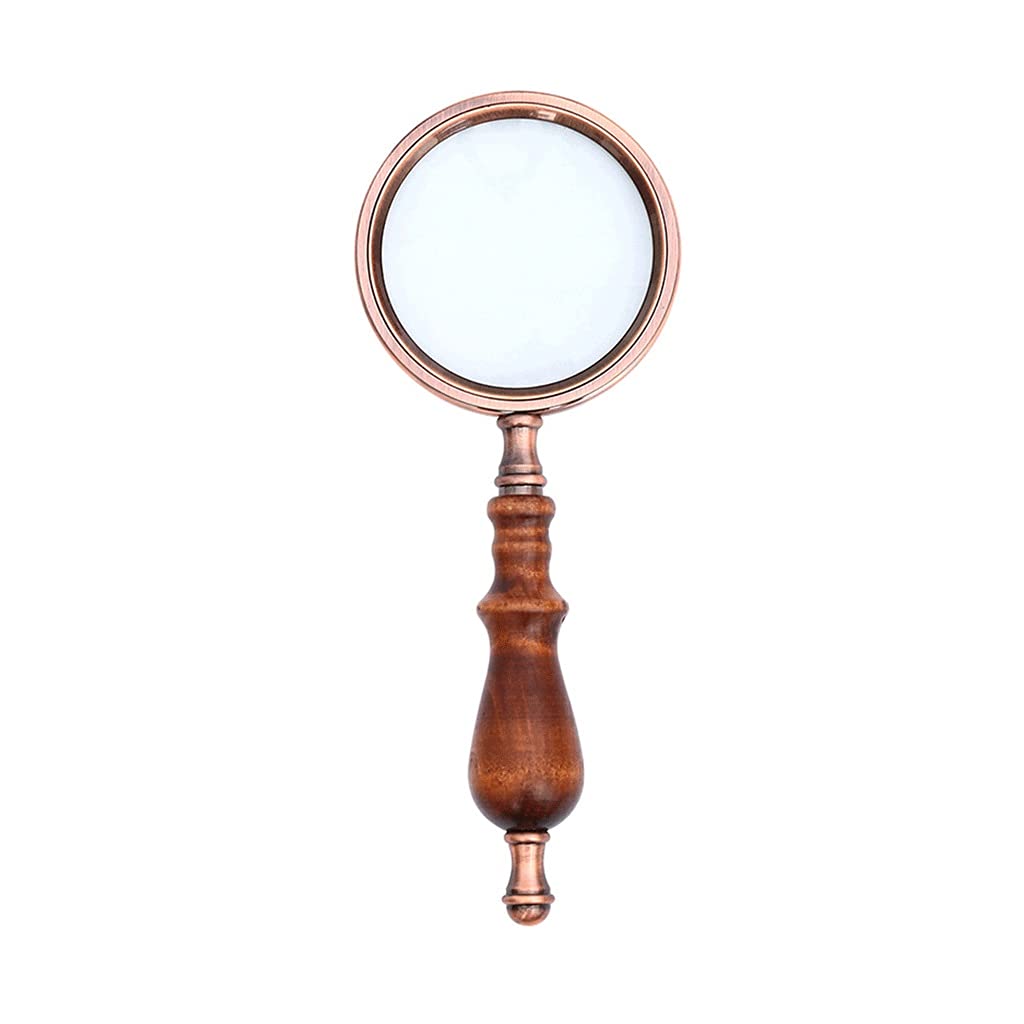 Vintage Wooden Handle Magnifying Glass - 10X 75mm Handheld Magnifier with Gift Box, Portable Eye Loupe for Reading, Jewelry Inspection, Coin Collecting & Antique Appraisal
