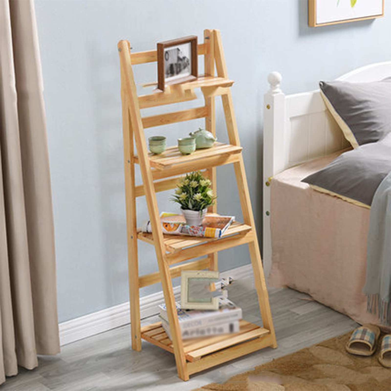 CIKO Foldable Bamboo Plant Stand - Modern Flower Pot Display Shelf for Indoor & Outdoor Use - Perfect for Balcony, Patio, Garden & Lawn Decor - Space-Saving Plant Organizer Rack