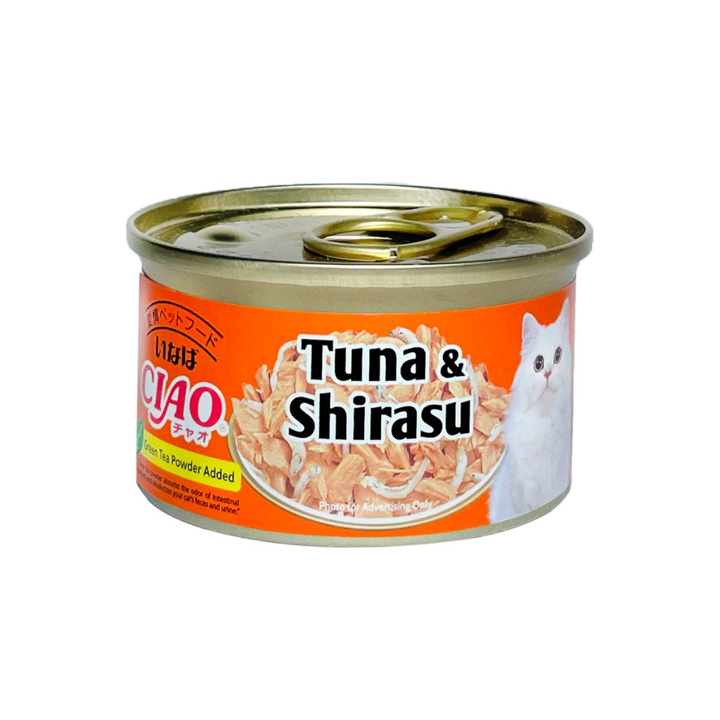 Premium White Meat Tuna in Jelly Wet Cat Food - 75g Can, High-Protein Meal Topper with Shirasu, Cuttlefish, Bonito & Crab Stick - Delicious Treat for Adult & Senior Cats - Perfect for Picky Eaters & Weight Management