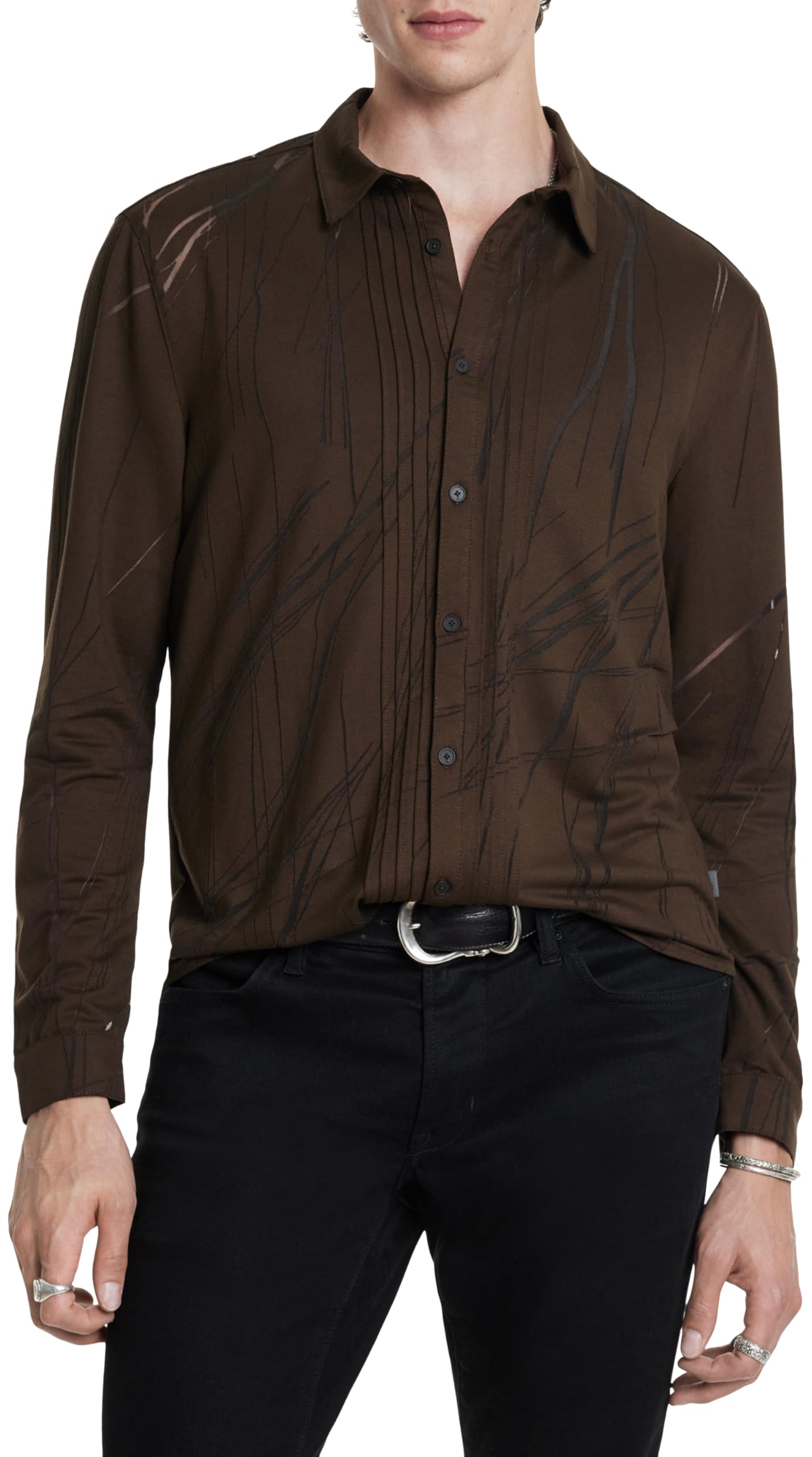 John Varvatos Men's Phoenix Button-Down Shirt - Casual & Stylish Long Sleeve Dress Shirt for Work, Date Night & Special Occasions