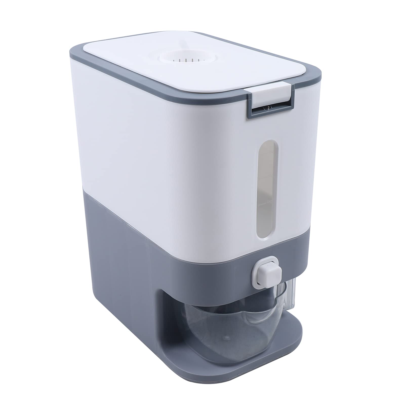 Gdrasuya10 26.5Lbs Rice Dispenser - One Button Press 12KG Rice Storage Container with Measuring Cup for Kitchen Pantry Organization - Perfect for Bulk Rice Storage & Easy Meal Prep