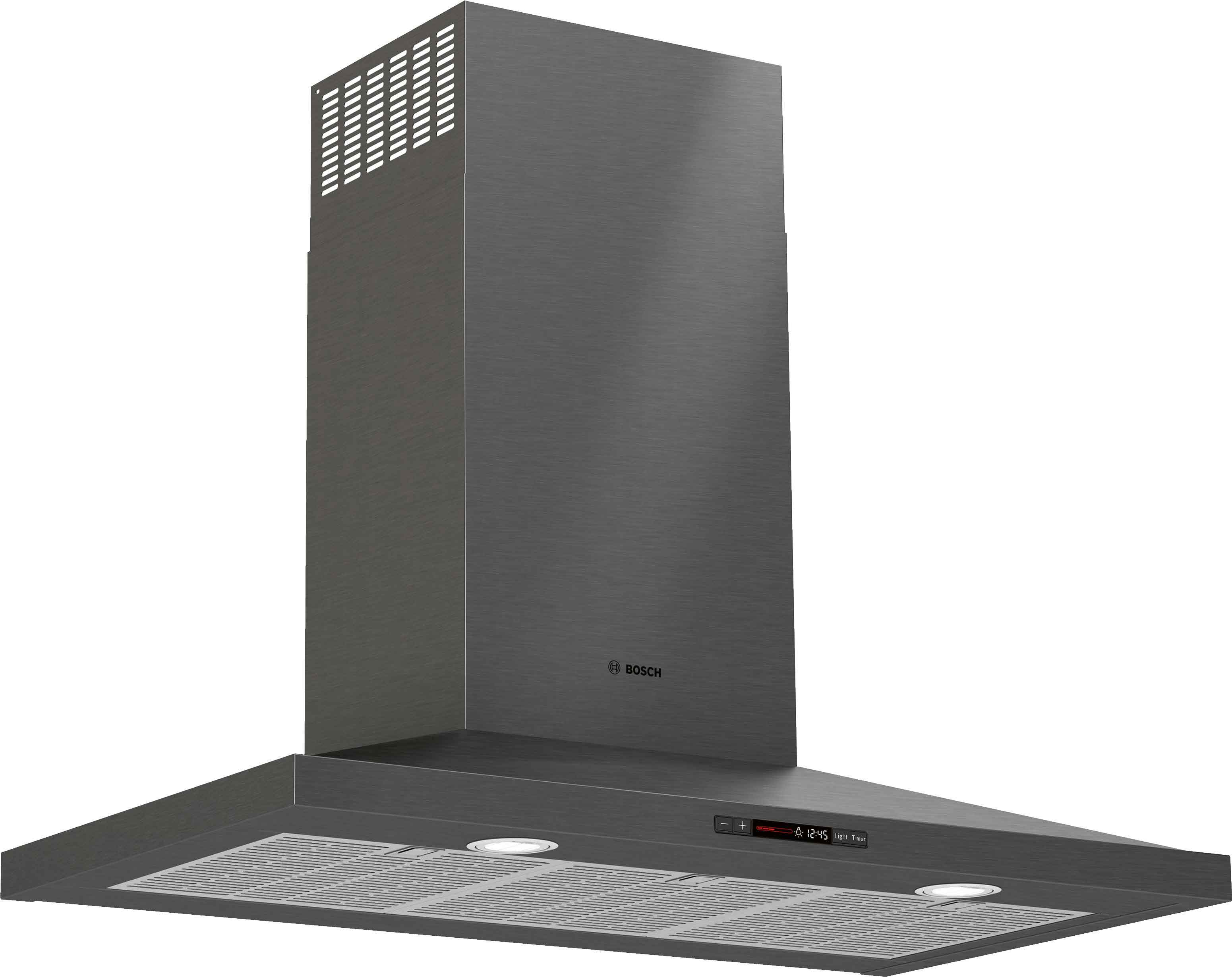 Bosch 800 Series 36-Inch Pyramid Chimney Range Hood - 600 CFM Black Stainless Steel (Model HCP86641UC) - Ideal for Modern Kitchens & Open Concept Homes