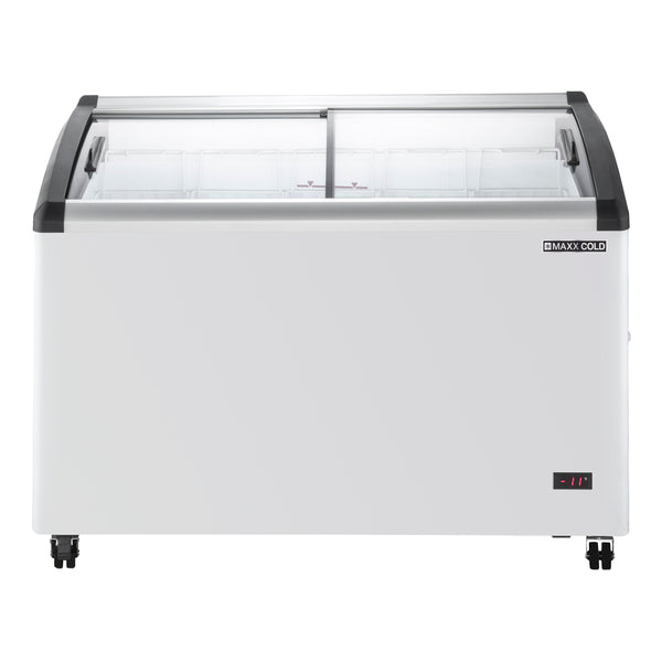 Maxx Cold MXF48CHC 5 Curved Glass Top Chest Freezer - 8.62 cu ft White Commercial Freezer for Restaurants, Grocery Stores & Home Use