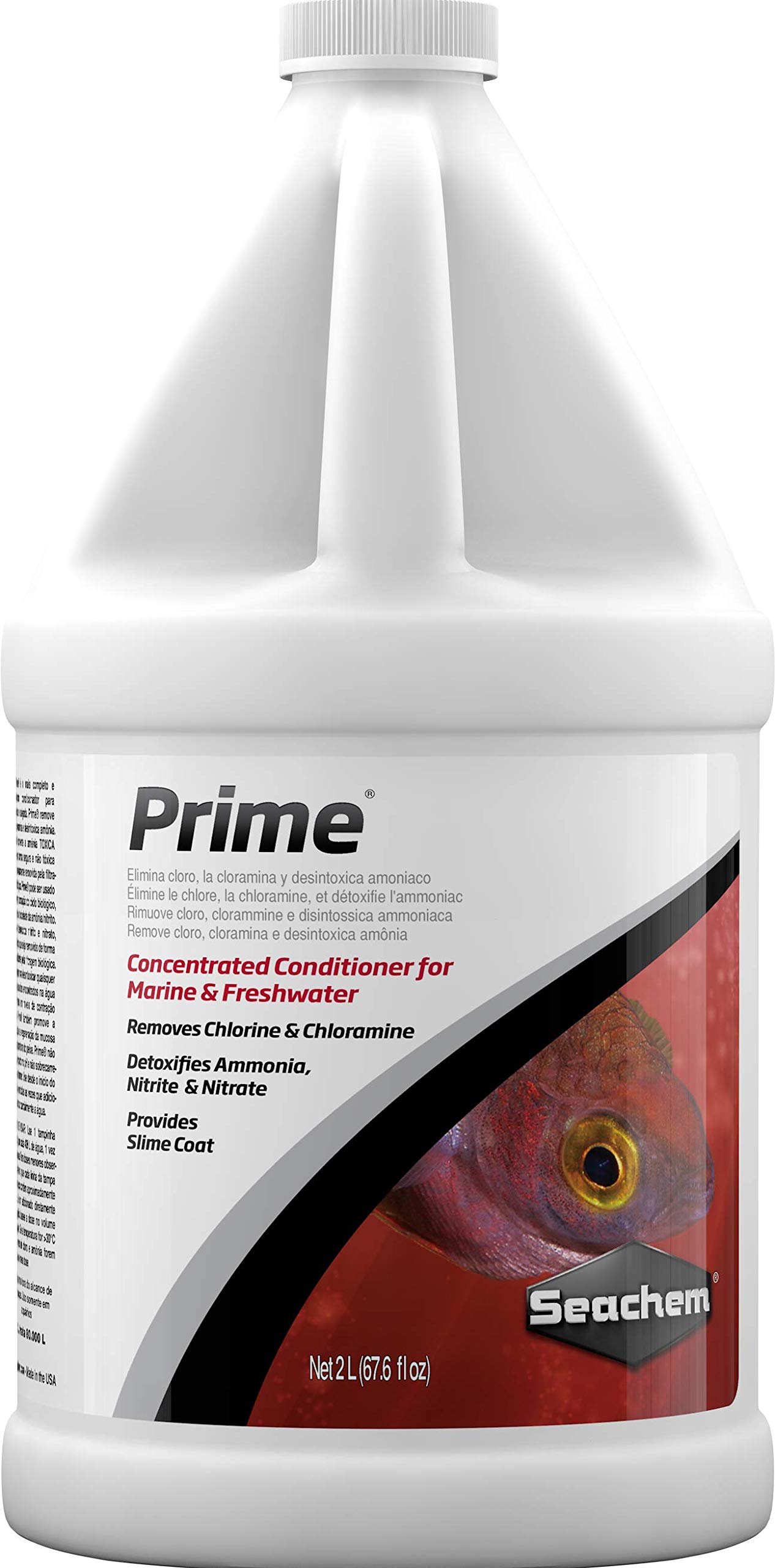Seachem Prime Water Conditioner for Freshwater & Saltwater Aquariums - Removes Chlorine, Chloramine, Ammonia & Detoxifies Nitrites/Nitrates - Ideal for Fish Tanks, Ponds & Aquatic Pets