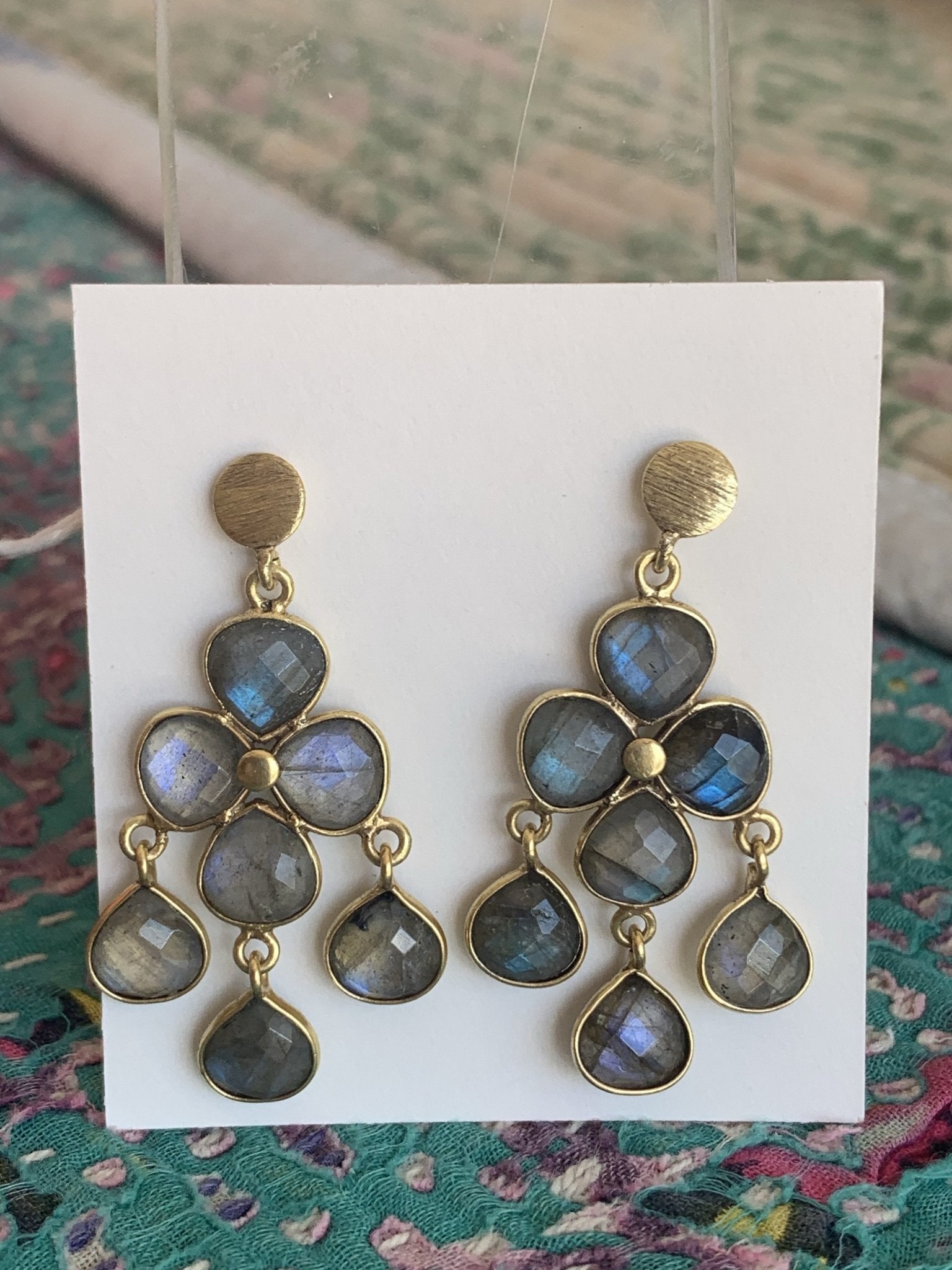 Labradorite Gemstone Designer Earrings – Handmade Sterling Silver Dangle Earrings for Women | Perfect for Parties, Weddings & Special Occasions