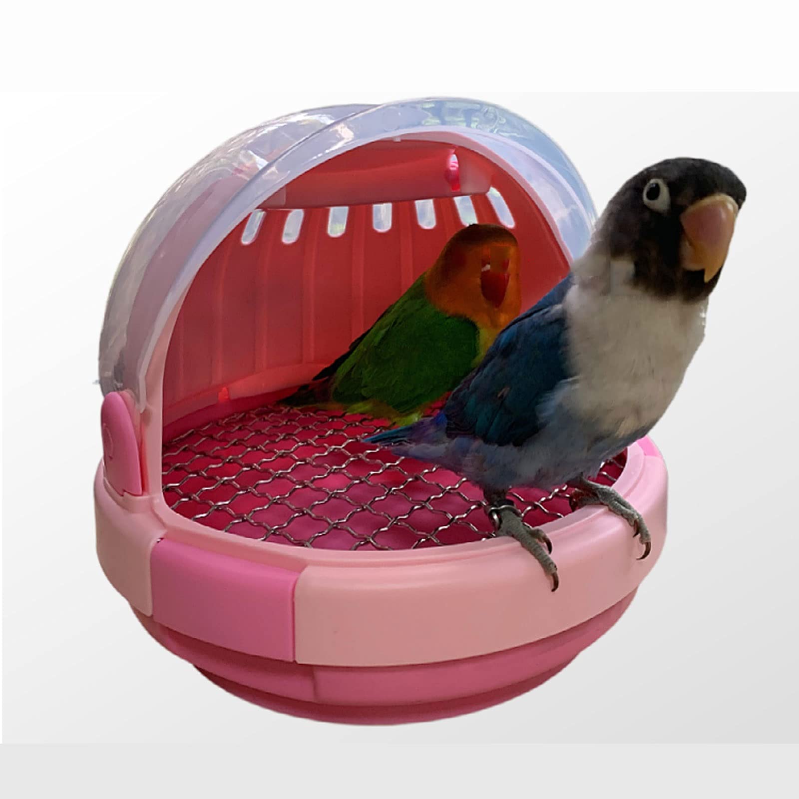 liushop Transparent Lightweight Bird Travel Carrier Cage - Portable Parrot & Small Animal Carrier for Cockatiels, Lovebirds, Hamsters, Squirrels | Ideal for Vet Visits, Travel, Outdoor Adventures (Pink)