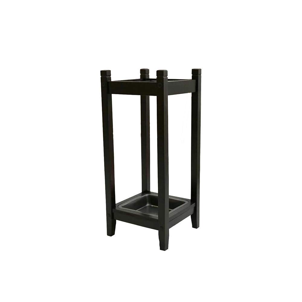 Wooden Square Umbrella Stand with Holder - Sturdy Black Storage for Walking Sticks, Folding Umbrellas & More | Perfect for Entryway, Porch, or Office Organization