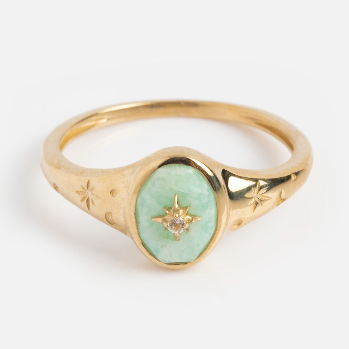 Solid Gold Crystal Signet Ring for Manifestation & Spiritual Healing | Elegant Jewelry for Meditation, Yoga & Positive Energy
