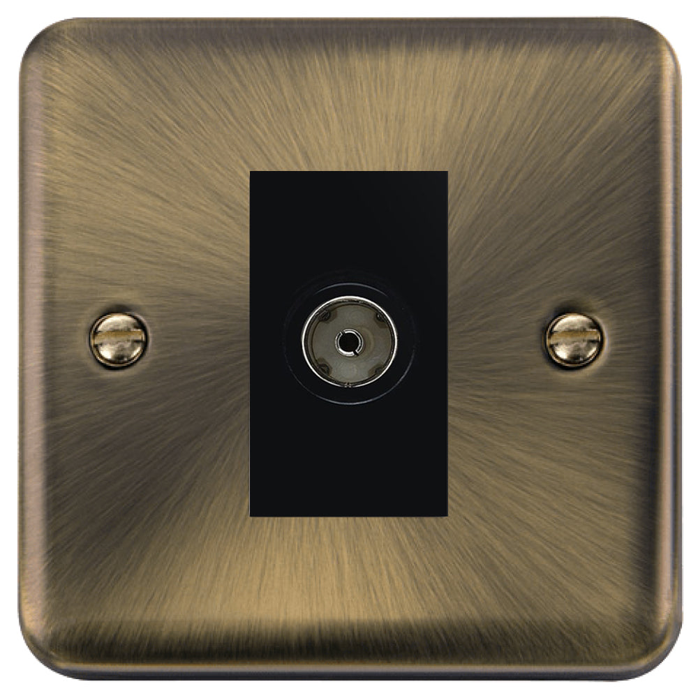 Click Deco Plus Antique Brass Isolated TV Socket DPAB158MBK - Vintage Style Wall Plate for Home Theater & Living Room Entertainment Setup
