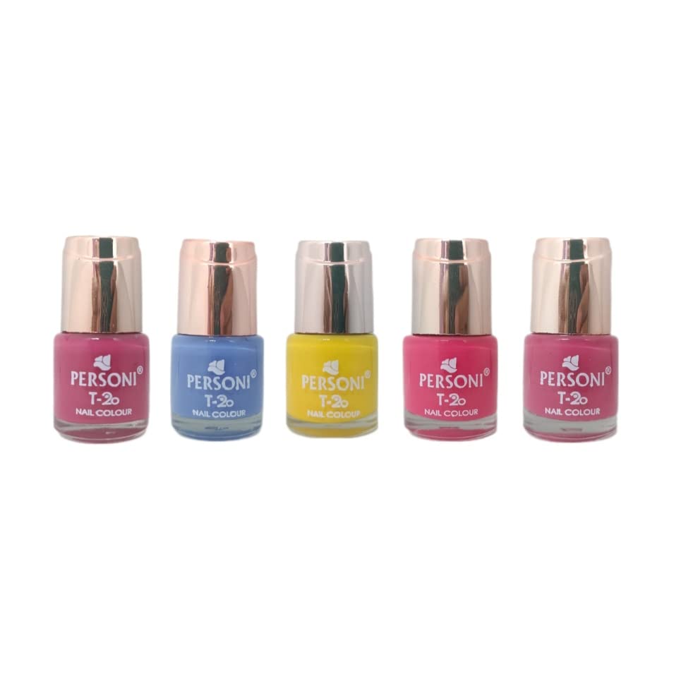 Personi Long-Lasting Nail Polish Set - 5 Piece Combo Kit with Vibrant Colors | Perfect for Home Manicures, Salon Use & Gift Giving