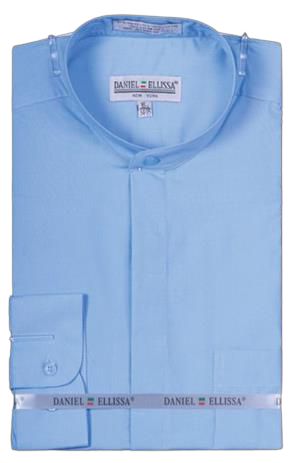 Daniel Ellissa Banded Collar Shirt with Convertible Cuff DS3001C Light Blue | Men's Stylish Business Casual Wear for Office & Formal Events