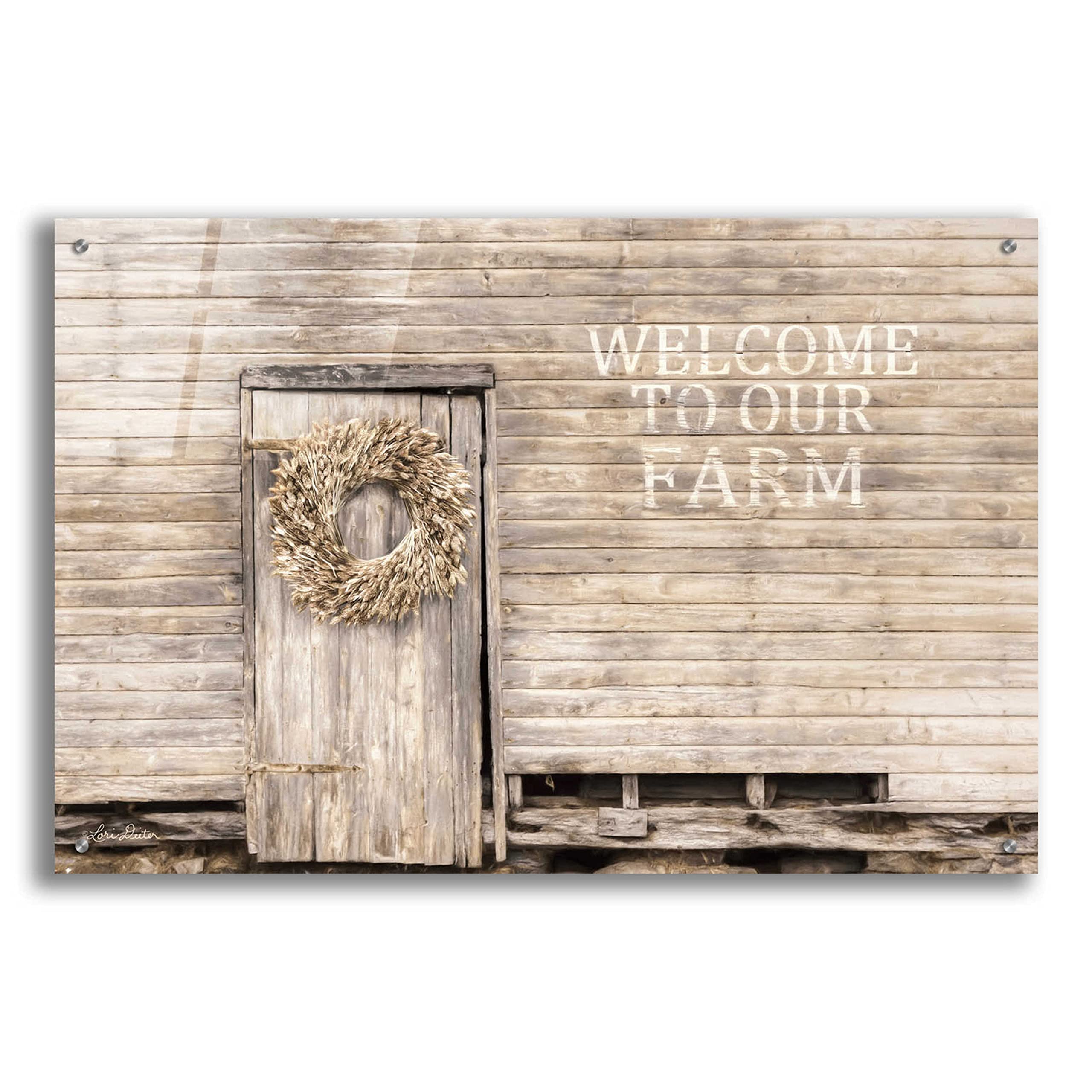 Epic 'Welcome to Our Farm' Acrylic Glass Wall Art by Lori Deiter - 36x24 Inch Farmhouse Decor for Living Room, Kitchen & Country Style Home