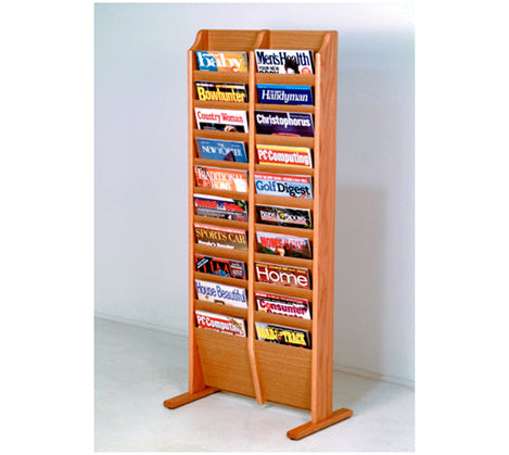 Free Standing 20 Pocket Magazine Rack - Wall Mount or Floor Standing Organizer for Books, Newspapers, Brochures - Perfect for Home, Office, Library & Waiting Rooms