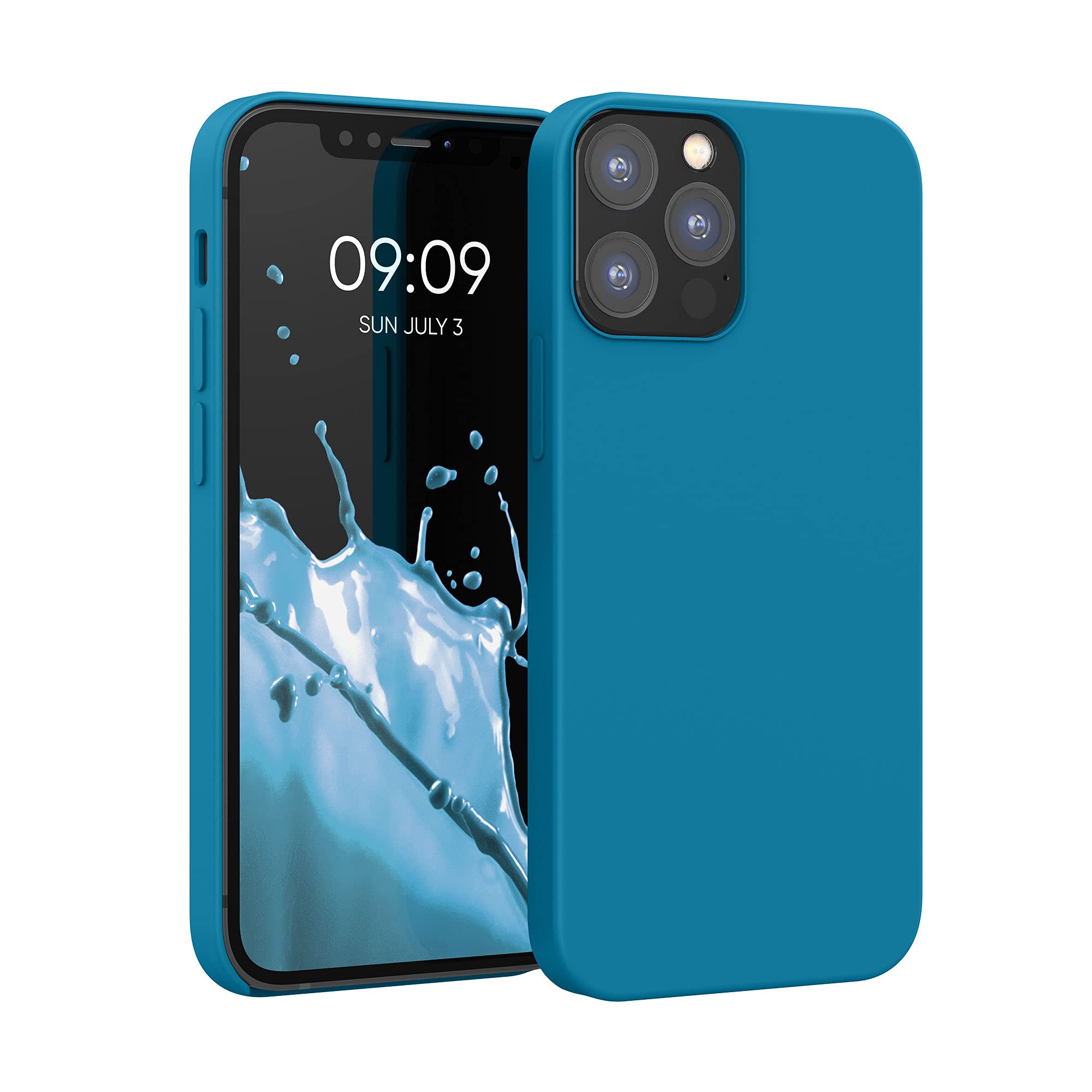 kwmobile Premium TPU Silicone Case for Apple iPhone 12 & iPhone 12 Pro - Shockproof Protective Cover with Soft Touch Finish in Caribbean Blue - Perfect for Everyday Use, Travel & Outdoor Activities