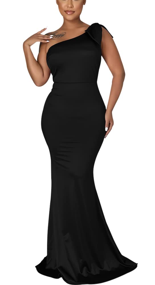 JTNFairy Women's Sexy Ruffle Sleeve One Shoulder Bodycon Dress - Elegant Pencil Dress for Curvy Figures | Perfect for Cocktail Parties, Evening Events & Formal Occasions