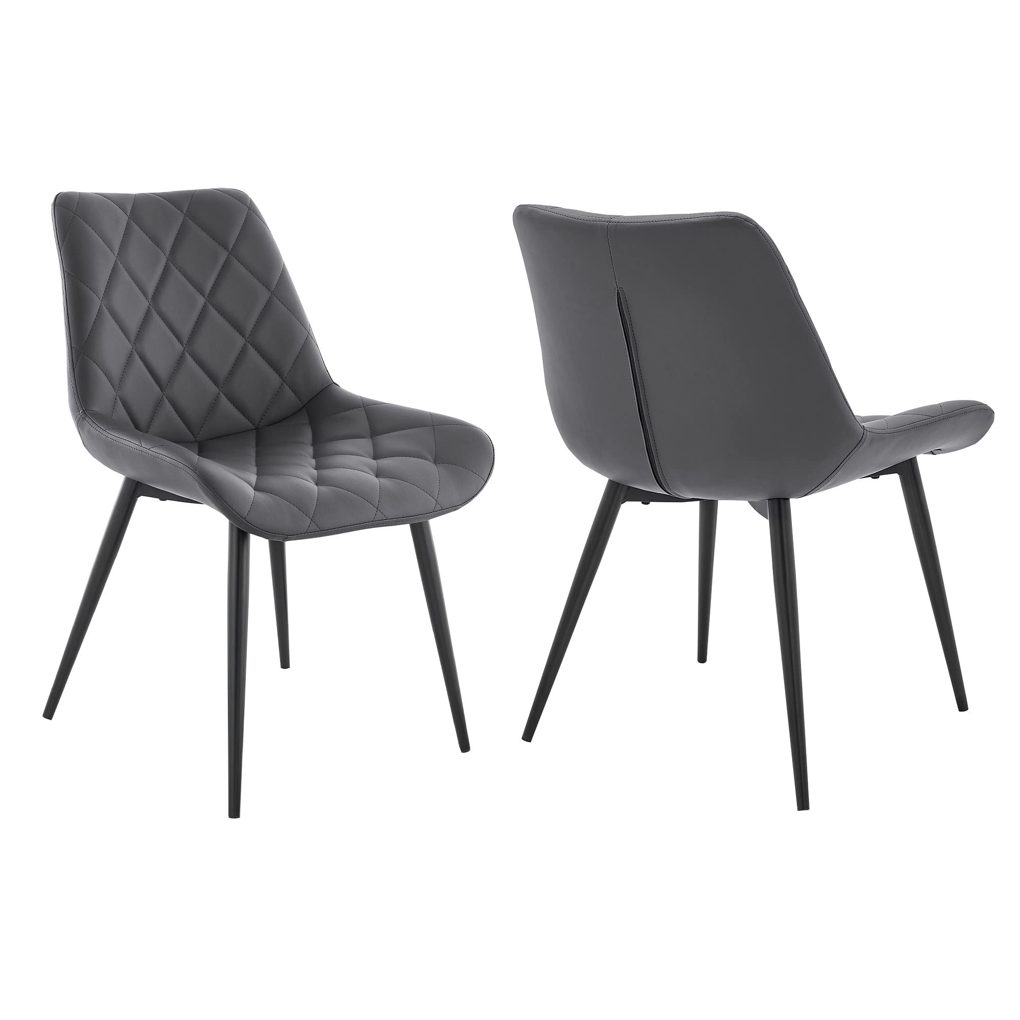Benjara Loralie Faux Leather and Metal Dining Chairs Set of 2, Gray - Modern Kitchen & Dining Room Furniture for Home, Restaurant, and Office Use